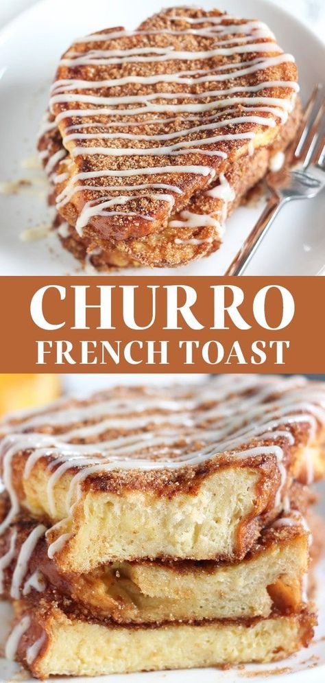 Churros French Toast Recipe, French Toast Recipe Flavors, Different French Toast Recipes, French Toast Recipe With Fruit, Unique French Toast Ideas, Unique Pancakes Ideas, Churros French Toast, Flavored French Toast Recipe, French Toast Flavors