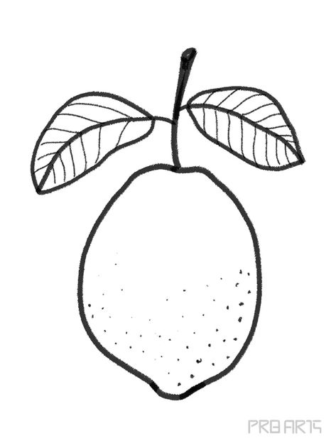 Lemon Drawing Easy - PRB ARTS Lemon Drawing Easy, Lemon Outline, Draw A Lemon, Lemon Drawing, Lemon Fruit, Drawing Easy, Easy Tutorial, Drawing Tutorial, Simple Way