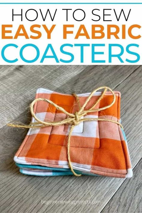 Fall Coasters Sewing, Easy Holiday Sewing Projects, Christmas Coasters Diy Sewing, Sewing Holiday Gifts, What To Do With Leftover Fabric, How To Sew Coasters, Yarn Coasters Diy, Fall Coasters Diy, Holiday Sewing Projects Diy Gifts