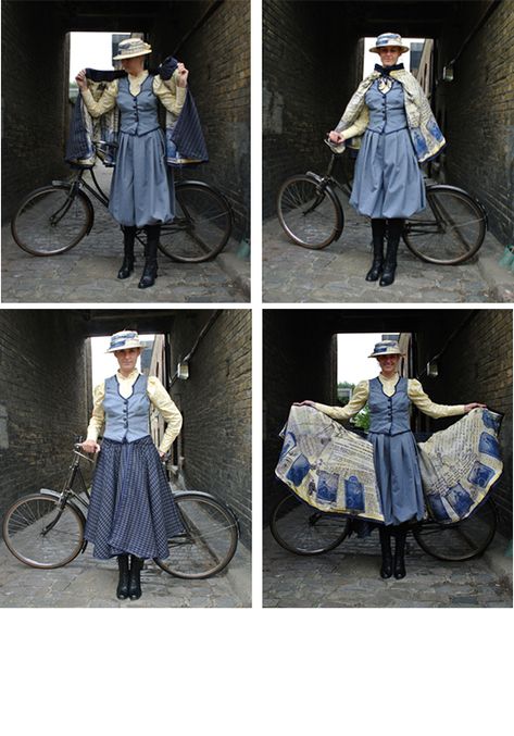 #4 Cycling Skirt / Cape – BIKES & BLOOMERS Bicycle Skirt Pattern, Victorian Cycling Outfit, Riding Skirt Pattern, Up Cycling Clothes, Bicycle Skirt, Skirt Cape, Cape Skirt, Riding Skirt, History Bounding