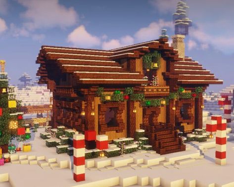 Mincraft Idea Christmas, Minecraft House Christmas, Christmas Ideas Minecraft, Minecraft Christmas House Ideas, Christmas Builds Minecraft, Christmas House Minecraft, Minecraft Christmas Building Ideas, Christmas Minecraft Ideas, Minecraft Christmas House