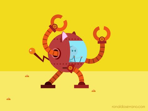 Robot Cat Madnesss by Ronaldo Serrano Robot Animation, Robot Motion Graphic, Robot Cat Art, Pet Robot Concept Art, Cat Run Cycle Animation, Robot Cat, Optical Illusion Gif, Illusion Gif, Motion Graphics Animation