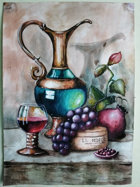 Still Life In Watercolor, Object Drawing Still Life Watercolor Painting, Still Life Drawing Watercolors, Still Life Drawing Colour, Watercolor Still Life Paintings, Still Life Watercolor Paintings, Still Life Painting Watercolor, Easy Still Life Painting, Watercolor Still Life