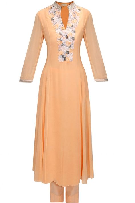 Honey peach embroidered side kali kurta set by Ilk by Shikha and Vinita. Shop at: http://www.perniaspopupshop.com/designers/ilk-by-shikha-and-vinita Anarkali Kurta, Nehru Jacket, Pernia Pop Up Shop, Kurta Set, Pop Up Shop, Indian Wear, Anarkali, Indian Dresses, Indian Fashion