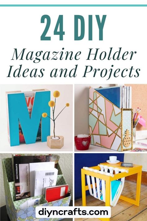 24 DIY Magazine Holder Ideas and Projects Diy Magazine Display, Diy Magazine Holder Wall, Dollar Tree Magazine Holder, File Holder Diy, Magazine Holders Repurpose, Magazine Holder Ideas, Magazine Holders Diy, Magazines Storage, Magazine Rack Diy