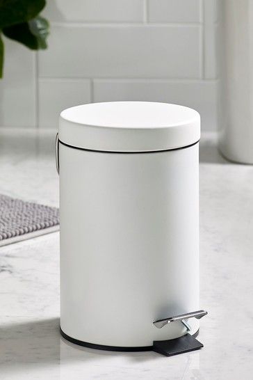 White Bin, Kitchen Waste Bin, Room Wishlist, Black Toilet, Bathroom Bin, House Essentials, Small Bath, White Rooms, Room Makeover Inspiration