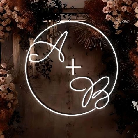 Initials Neon Sign for Wedding Decoration, Wedding Neon Sign for Reception, Couple Names Neon Sign with Initials, Wedding Neon Sign Wedding Neon Sign, American Wedding, Neon Wedding, Wedding Signs, Valentine Day Gifts, Initials, Valentines Day, Wedding Decorations, Neon Signs