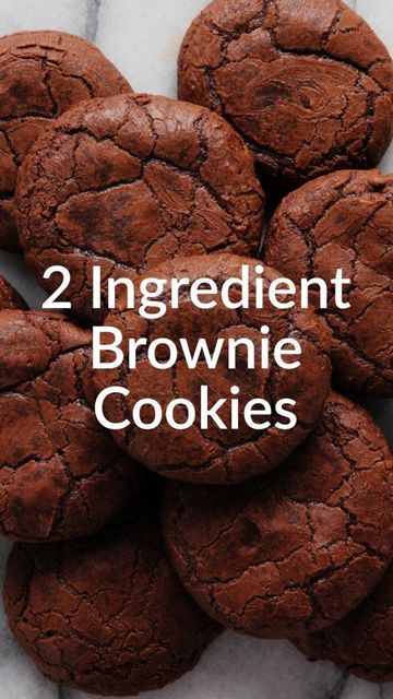 Kirbie's Cravings on Instagram: "2 Ingredient Brownie Cookies! If you need a last-minute easy cookie recipe, this is it! These chewy fudgy brownie cookies are so easy to make. Full recipe on the blog (search for "2 Ingredient Flourless Brownie Cookies") or click on the link in my profile https://kirbiecravings.com/2-ingredient-flourless-brownie-cookies/" 2 Ingredient Chocolate Cookies, Couple Ingredient Desserts, 2 Ingredient Brownies Keto, 2 Ingredients Brownies, Easy Brownie Recipe 3 Ingredients, 2 Ingredient Brownies, Flourless Brownie, 3 Ingredient Brownies, Brownie Mix Cookies