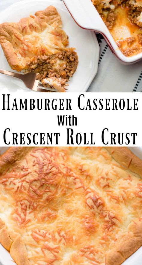 Cheesy Hamburger Casserole, Crescent Roll Recipes Dinner, Crescent Roll Casserole, Crescent Roll Crust, Crescent Recipes, Hamburger Casserole, Crescent Roll Recipes, Beef Casserole Recipes, Ground Beef Casserole