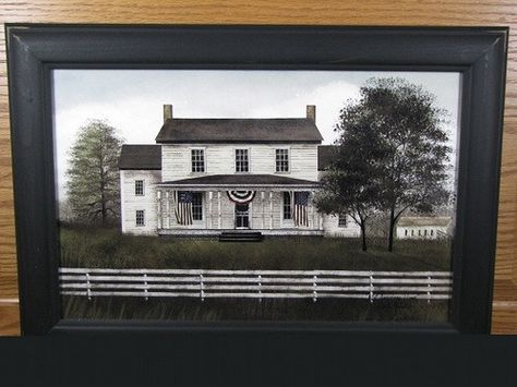 Billy Jacobs - My American HomeHere is another classic piece of artwork by Billy Jacobs featuring a traditional American home in the country. Our framed art is 11x17 Billy Jacobs Prints, Billy Jacobs Art, Primitive Wall Decor, Patriotic Wall Decor, Billy Jacobs, Country Pictures, Custom Wood Frames, Patriotic Wall, Primitive Country Decor