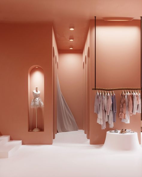 SHOWROOM on Behance Livestream Setup, Atelier Aesthetic, Clothing Store Decor, Luxury Clothing Store, Bridal Boutique Interior, Multibrand Store, Showroom Decor, Clothing Store Design, Store Design Boutique