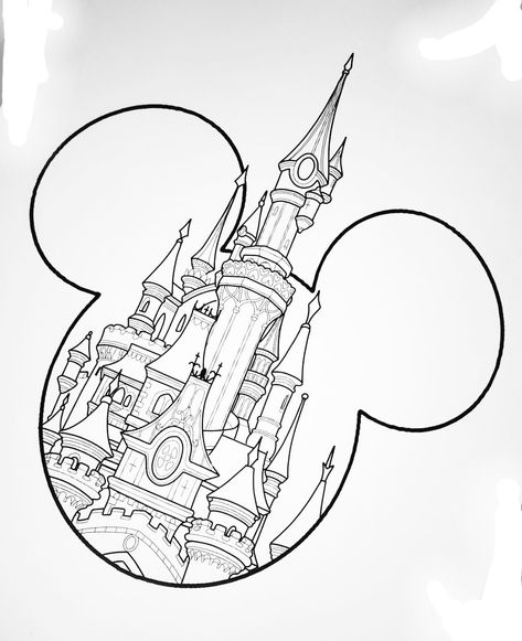 Disney Castle Tattoo, Ako Kresliť, Tattoo Disney, Disney Deals, Castle Tattoo, Disney Sleeve, Arte Doodle, Disney Drawings Sketches, Tattoo Trend