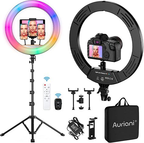 Amazon.com : RGB Ring Light 18 inch with Tripod Stand (2700-7000K) for Phone Camera iPad Selfie Live Stream YouTube TikTok Video Shooting Best Lighting Atmosphere Ringlight (18 inch) : Electronics Ipad Selfie, Ring Light Photo, Ring Light Tripod, Camera Holder, Camera Stand, Selfie Ring Light, Small Camera, Light Ring, Tripod Stand