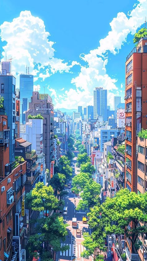 Japanese Pop Art, Anime City, Anime Illustration, Japon Illustration, Cool Wallpapers Art, Fantasy Art Landscapes, Sky Art, 판타지 아트, Cool Anime Pictures