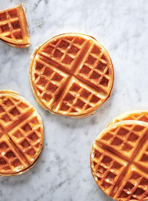 When you're left with excess egg whites after using the yolks only in a Caesar salad dressing or a creme brûlée, try these light and airy waffles! Waffle Recipe With Egg Whites, Carrot Cake Jam, Egg White Recipes, Salmon And Shrimp, Caesar Salad Dressing, White Cakes, Blueberry Scones, Cooking 101, Vegetarian Appetizers