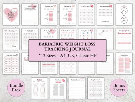 Bariatric Weight Loss Journal, Gastric Bypass Planner, Bariatric Surgery Printable PDF, Bariatric Surgery Planner Bariatric Journal Free Printable, Bariatric Tracker, Bariatric Journal, Bariatric Vitamins, Macro Tracker, Protein Goals, Daily Bullet Journal, Non Scale Victory, Bariatric Diet