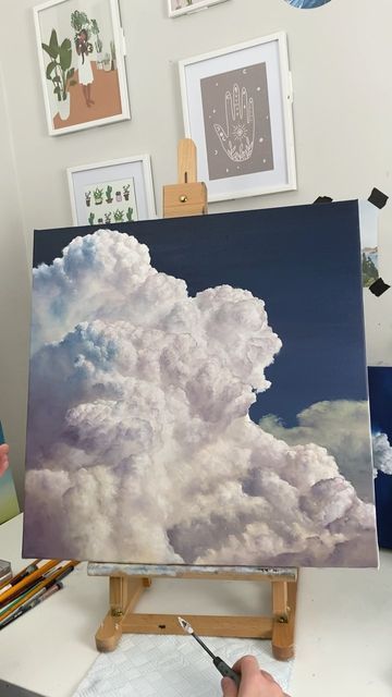 Paintings Clouds, Cloud Oil Painting, Drawing Clouds, Cloud Painting Acrylic, How To Paint Clouds, Cloud Canvas Art, Boho Art Painting, Abstract Clouds, Clouds Painting