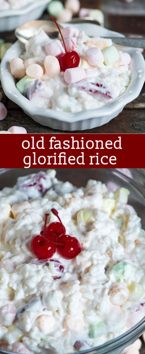 Glorified Rice {An Old Fashioned Creamy Dessert Recipe with Fruit and Marshmallows} Old Fashioned Glorified Rice is a creamy dessert with marshmallows, strawberries, pineapple... and rice! A unique no bake recipe for summer picnics. via @tastesoflizzyt AD #AlessiFoods Dessert With Marshmallows, Glorified Rice, Rice Dessert Recipes, Marshmallow Dessert Recipes, Creamy Dessert Recipes, Fruit Salad With Marshmallows, Marshmallow Desserts, Best Fruit Salad, Dressing For Fruit Salad