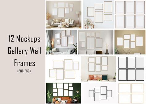 Five Picture Wall Layout, Multiple Pictures On Wall, Gallery Wall Mockup, Mockup Wall Art, Unique Photo Frames, Wall Layout, Wall Art Mockup, Mockup Wall, Gallery Wall Layout