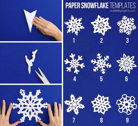 Paper snowflakes are SO SIMPLE and super inexpensive to make! Follow these 7 easy steps for how to make paper snowflakes. This is such a classic kids craft and a super fun winter activity for kids, teens, tweens, grown ups and seniors. Make up your own designs or use one of our printable paper snowflakes templates. It's easy to make beautiful and perfect looking snowflakes every single time! Easy Snowflakes, Paper Snowflakes Easy, Snowflakes For Kids, Make Paper Snowflakes, Printable Snowflake Template, Making Paper Snowflakes, Cut Snowflakes, Snowflakes Diy, Paper Snowflake Template