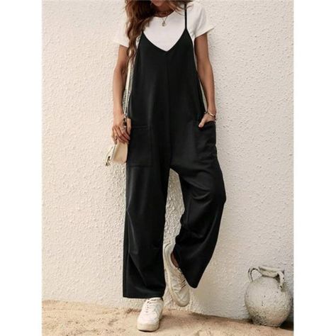 Black overalls outfit