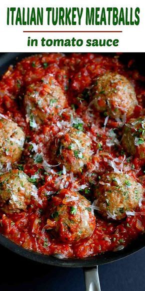 Healthy Italian Turkey Meatballs are a fantastic healthy dinner option. Serve over pasta or go low carb with cauliflower rice. 336 calories and 5 Weight Watchers Freestyle SP #meatballs #recipe #dinner #healthy