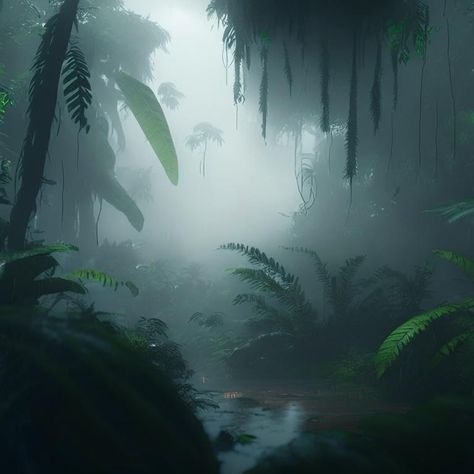 Dark Rainforest Aesthetic, Island Aesthetic Tropical Dark, Jungle Astethic, Tropical Gothic Aesthetic, Dark Jungle Aesthetic, Rainforest Moodboard, Creepy Jungle, Primal Aesthetic, Tropical Jungle Aesthetic