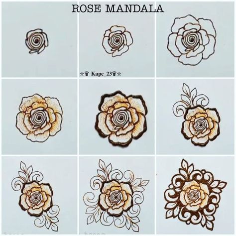 mehndi flower bunch step by step Henna Flower Tutorial, Rose Flower Henna Design, Latest Henna Designs Simple, Rose Mehndi Designs Simple, Mehndi Flower Designs, Mehndi Stylish, Mehandi Practice, Basic Henna, Learn Mehndi