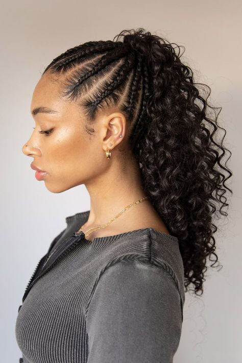 Cornrow Ponytail, Braided Cornrow Hairstyles, Braided Ponytail Hairstyles, Feed In Braid, Natural Hair Braids, Cornrow Hairstyles, Ponytail Styles, Box Braids Hairstyles, Braided Ponytail