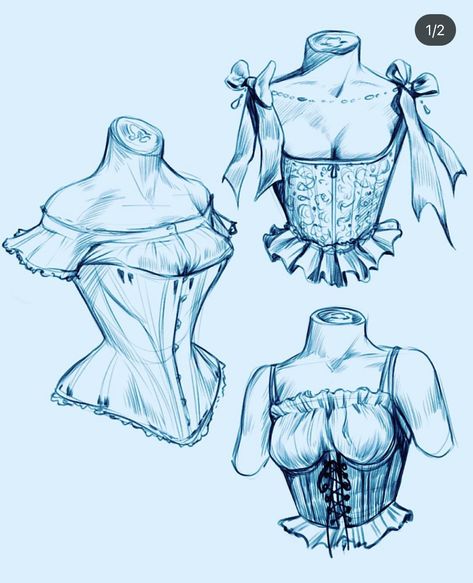 Dress With Corset Drawing, Headless Body Drawing, Corsets Drawing, Corset Design Sketch, Clothes Ideas For Drawing, Corset Top Drawing, Corset Outfit Drawing, Draw Corset, Corset Drawing Reference