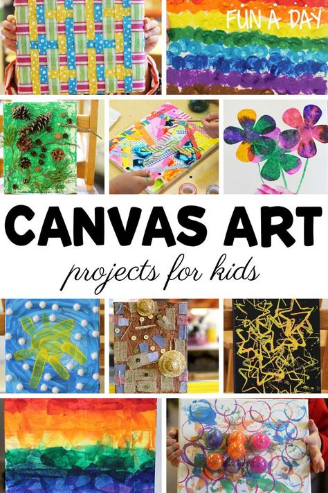 12 ideas for canvas art projects for preschool and older kids! These can be collaborative art projects, individual works of art, or done in a small group. They're great in a classroom setting or at home! Painting Ideas For Kindergarten, Art Ideas For Kids, Canvas Art Ideas, Ideas For Kindergarten, Group Art Projects, Kids Canvas Art, Collaborative Art Projects, Art Projects For Kids, Canvas Art Projects