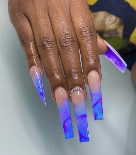 Atlanta Nails, Coffin Art, Coffin Design, Nails Grunge, Unghie Sfumate, Drip Nails, Ombre Acrylic Nails, Grunge Nails, Purple Nail