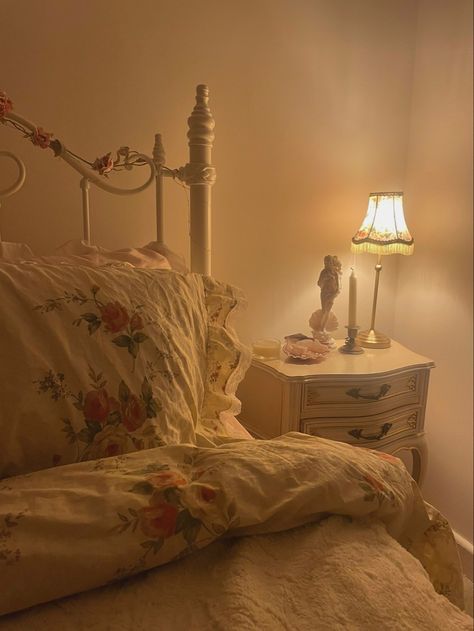 coquette aesthetic pink vintage white aphrodite rose quartz bedding bedroom bedside table Vintage Coquette Room, Coquette Room Decor, Coquette Room, Vintage Coquette, Pastel Room, Vintage Bedroom, Pretty Room, Dreamy Room, Vintage Room