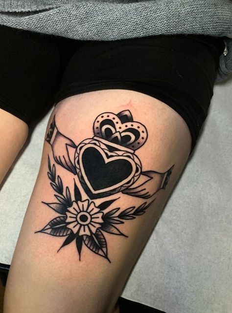 Apprenticeship Portfolio, Irish Claddagh Tattoo, Romantic Tattoos, Claddagh Tattoo, Romantic Tattoo, Irish Tattoos, Sweet Tattoos, Gorgeous Tattoos, Heart Tattoo Designs