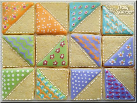 Quilt Cookies, Heart Quilt Block, Sewing Cake, Spice Sugar Cookies, Hand Painted Cookies, Paint Cookies, Sugar Cookie Recipe, Cookie Tutorials, Creative Desserts