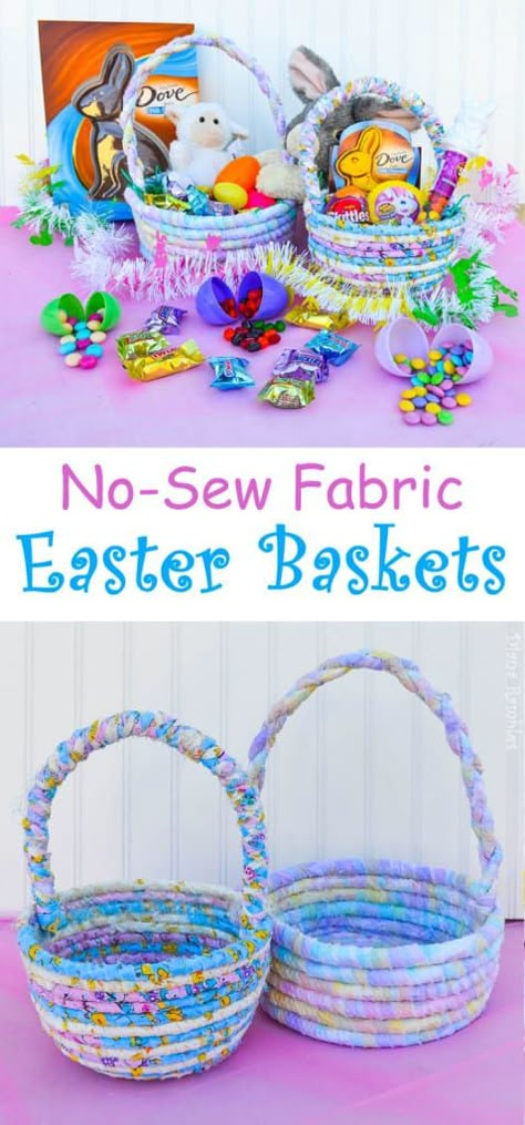 Easter Basket Ideas For Kids Diy, Homemade Easter Basket Ideas, Quilted Easter Baskets, Homemade Easter Baskets, Baskets For Kids, Fabric Easter Basket, Diy Osterschmuck, Easter Baskets To Make, Easter Basket Crafts