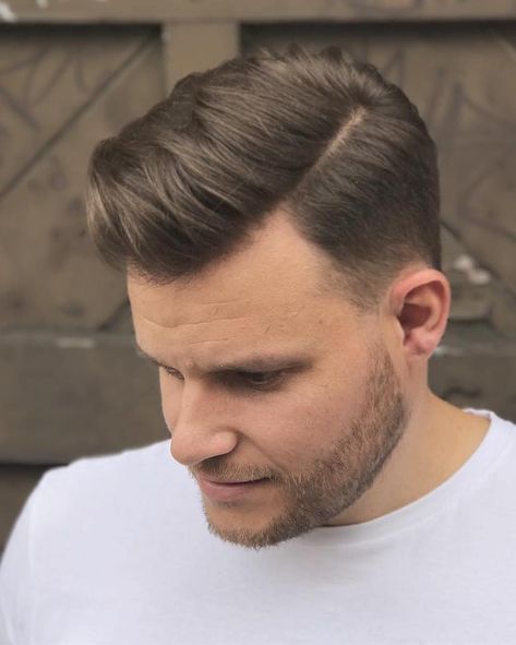 Ducktail Retro Style Hair, Comb Over Men, Side Part Mens Haircut, Medium Beard Styles, Comb Over Fade, Comb Over Haircut, Gents Hair Style, Classic Haircut, Boy Haircuts