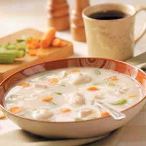 Chicken Soup with Potato Dumplings Recipe: How to Make It Cream Of Turkey, Cream Of Turkey Soup, Easy Turkey Soup, Potato Dumpling Recipe, Creamy Turkey Soup, Irish Potato Soup, Soup Turkey, Turkey Vegetable Soup, Chicken Potato Soup