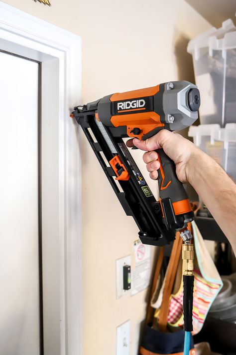 Ridgid Angled Finish Nailer and Portable Air Compressor Tool Review Quiet Air Compressor, Air Compressor Tools, Ridgid Tools, Tool Storage Diy, Portable Air Compressor, Beginner Woodworking Projects, Wood Working For Beginners, Cool Diy Projects, Air Compressor