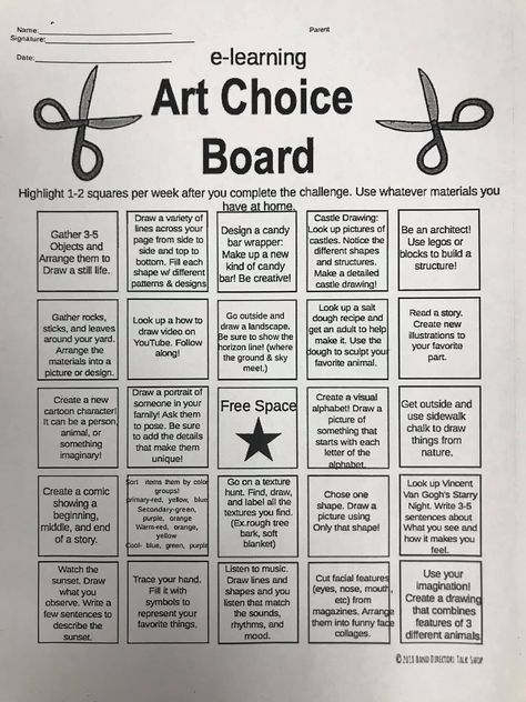 Art Stations For Elementary, Homeschool Art Projects Middle School, Cool Art Projects For High School, Art Choice Board, Art Lessons For Elementary, Art Projects For Middle School, Black Bars, Art Sub Lessons, Art Sub Plans