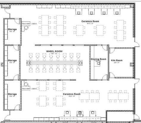 3D Suite Ceramic Studio Floor Plan, Pottery Studio Architecture Plan, Pottery Studio Layout Plan, Pottery Studio Plan, Class Plan Architecture, Pottery Studio Floor Plan, Pottery Workshop Studios, Pottery Workshop Design, Pyop Studio Design