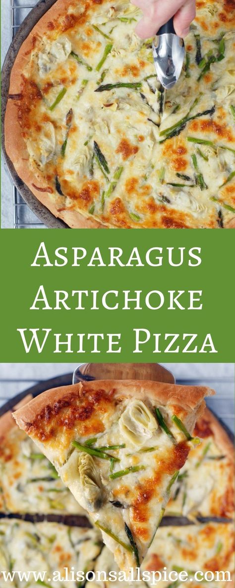 Asparagus Pizza Recipes, Meatless Pizza, Cold Vegetable Pizza, Vegetable Pizza Recipes, Asparagus Pizza, Grilled Pizza Recipes, Artichoke Pizza, White Pizza Recipes, Asparagus Recipes