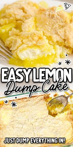 Lemon Dump Cake Recipes, Dessert Recipes Lemon, Lemon Dump Cake, Lemon Dump Cake Recipe, Lemon Dessert Recipes Easy, Lemon Cake Mix Recipe, Blueberry Dump Cakes, Dump Cake Recipe, Lemon Pie Filling