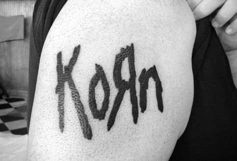 repost via @nikkiforteart @korn_official tattoo from the other day. It was the clients very first tattoo and he was also taking his son to his first KORN show at @riverbendpnc #korn #tattoos #nikkiforteart #fortestudiosdaytonohio @fortestudiosltd #instarepost20 Korn Tattoo Ideas, Korn Logo Art, Korn Issues Tattoo, Korn Artwork, Korn Tattoo, Korn Album Art, Coming Undone Korn, First Tattoo, Tattoo Quotes