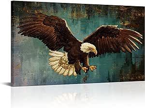 Nachic Wall Eagle Canvas Wall Art Modern Cool American Eagle Painting Prints for Men Boys Room Cowboy Western Decor Gallery Wrap Ready to Hang 20"X36" Animal Wall Painting, Landscape Wall Painting, Eagle Wall Art, Eagle Painting, Abstract Wall Painting, Eagle Pictures, Painting Words, Wall Decor Pictures, Wall Art Modern