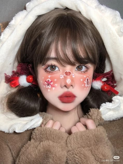 Makeup Egirl, Christmas Face Painting, Anime Makeup, Female Character Inspiration, Fairy Makeup, Peinados Fáciles Para Cabello Corto, Christmas Makeup, Uzzlang Girl, Eye Makeup Art