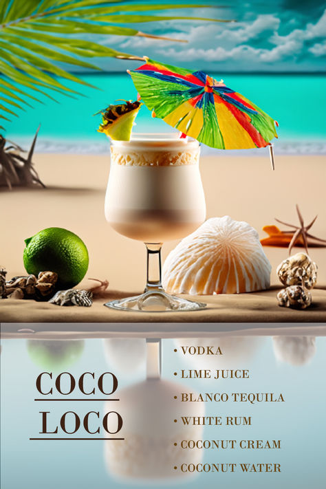 Coco Loco Cocktail, Extravagant Cocktails, Cocktail Recipes At Home, Vodka Lime, Bar Cocktails, Cocktail Drinks Alcoholic, Cocktail Party Food, Gin Drinks, Mixed Drinks Alcohol