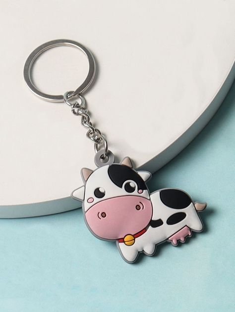 Black and White  Collar  Zinc Alloy   Embellished   Women Accessories Cow Accessories, Cartoon Cow, Skull Keychain, Cowgirl Accessories, Cat Skull, Cow Print, Cow, Women Accessories, Personalized Items