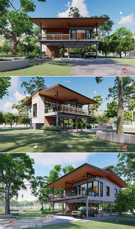 Modern Tropical House Plan, House On Stilts Ideas, Modern House On Stilts, Stilt House Design, Elevated Houses, Houses On Stilts, Tropical House Plans, Elevated House Design, Stilt House Plans