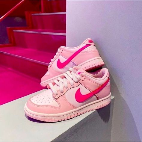 Pink Barbie Dunks, Barbie Dunks, Pink Dunks, Pink Nike Shoes, Trendy Shoes Sneakers, Nike Shoes Girls, Preppy Shoes, Jordan Shoes Girls, Barbie Shoes